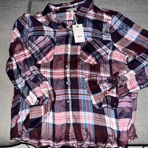 Lucky Brand plaid button down top